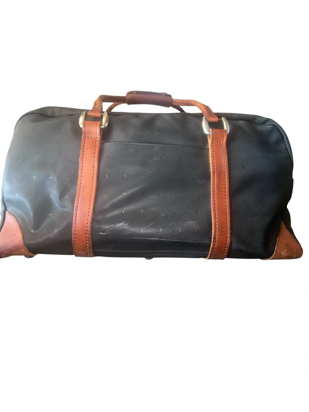 King Ranch Black Duffel Bag with Brown Leather Trim
